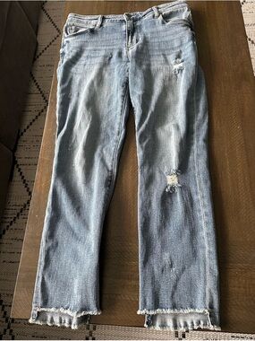 Kut from the Kloth Light Blue Distressed Straight Leg Jeans
